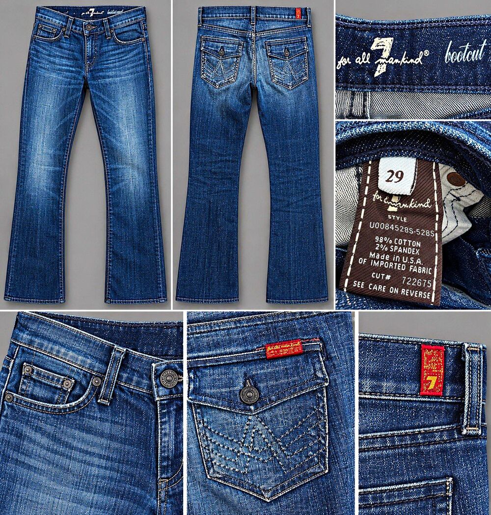 7 For All Mankind Women's A-Pocket Flap Pocket Bootcut Jeans Medium Wash Size 29